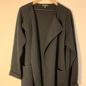 J Crew - XL - Juliette collarless sweater- Long Cardigan (no buttons) in Black